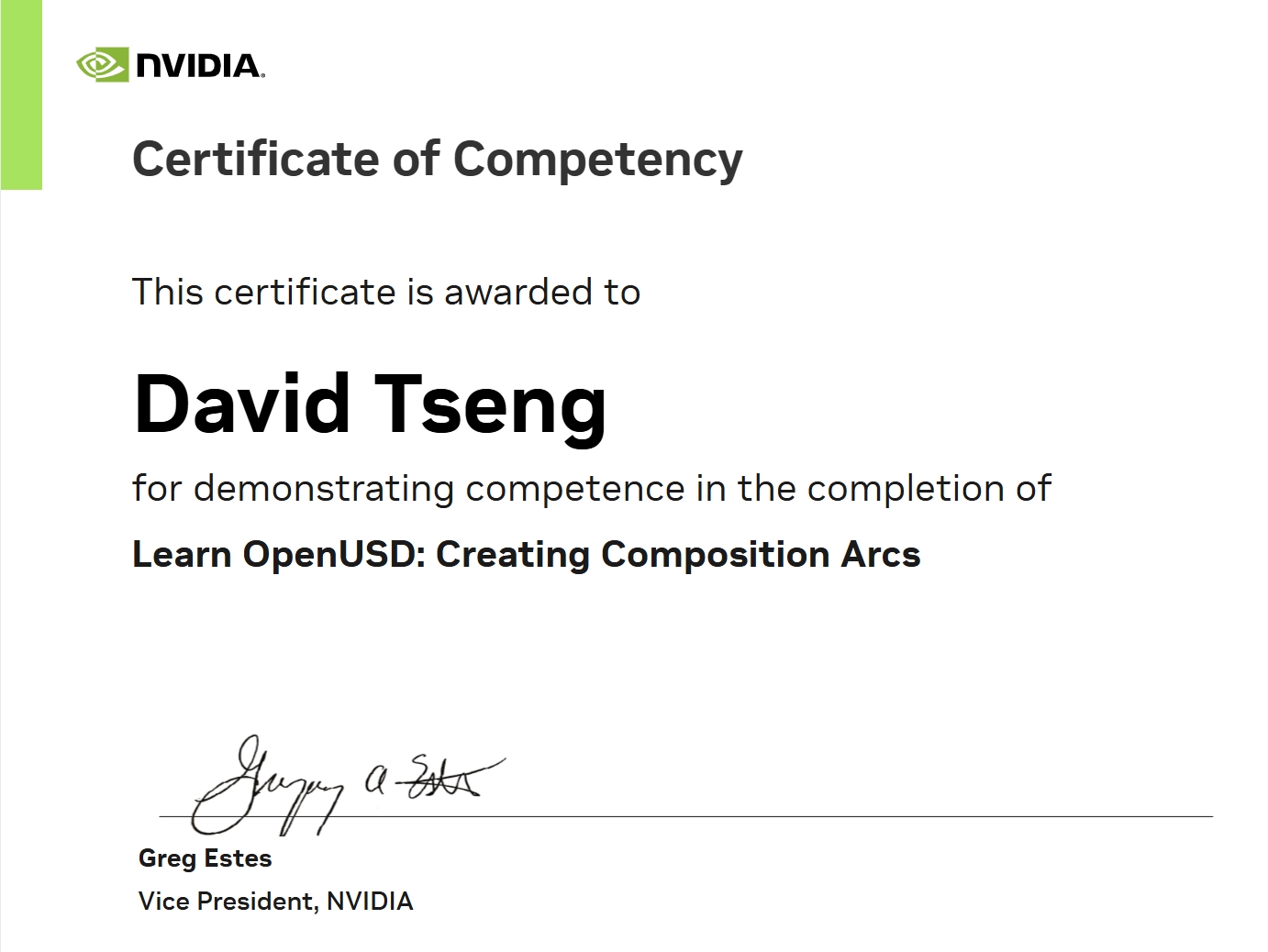 Learn OpenUSD: Creating Composition Arcs 完課證明